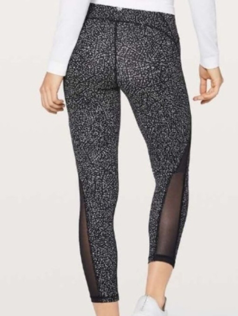 Lululemon Train Times 7/8 25" Pant Night View White Black Leggings Women's 10